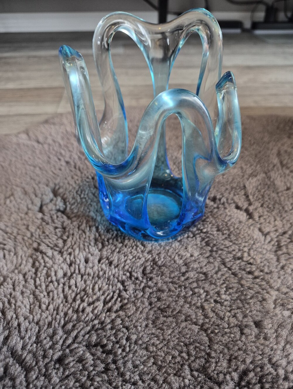 Blue Art Glass Vase - Handblown Decorative Accent
